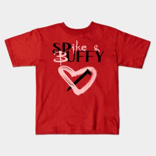 Spike & Buffy (pink heart) Kids T-Shirt